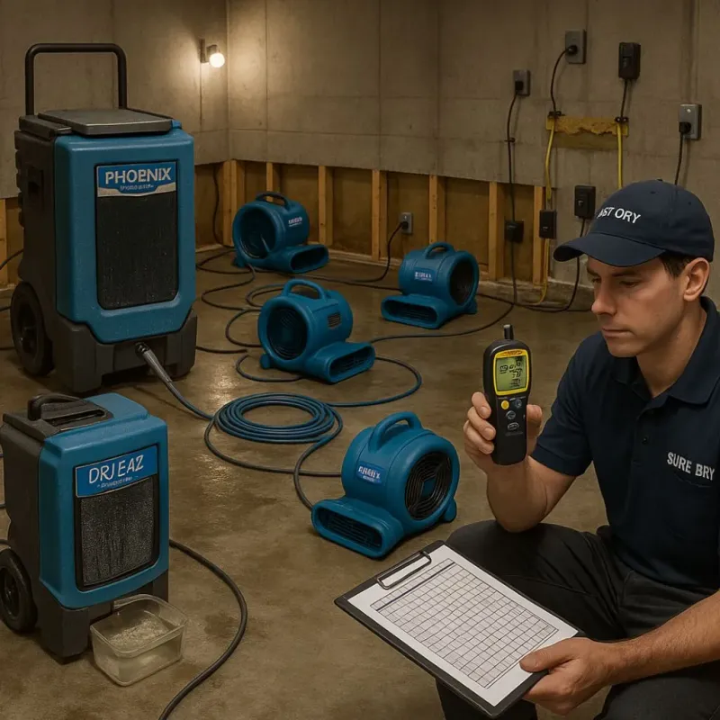 Structural Drying and Dehumidification process in Baltimore Highlands, MD